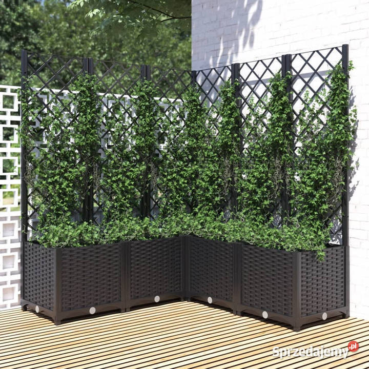 Donica ogrodowa z kratką czarna 120x120x136 PP Ogród mazowieckie Warszawa