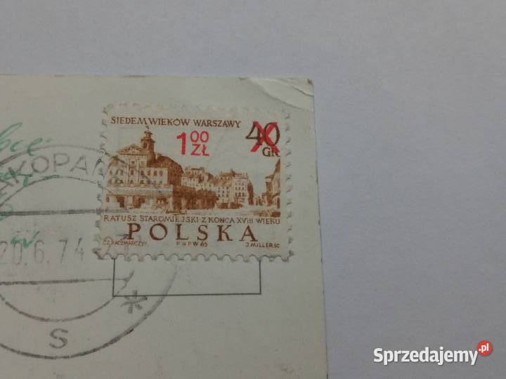Pocztówka Tarty z 1974r Znaczek Dąbrowa Górnicza