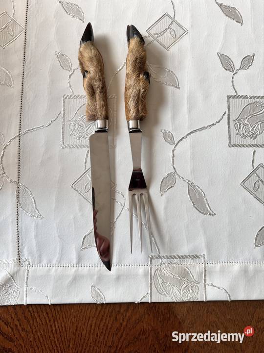 Zestaw nóż widelec z naturalnymi kopytami sarny Lucynów