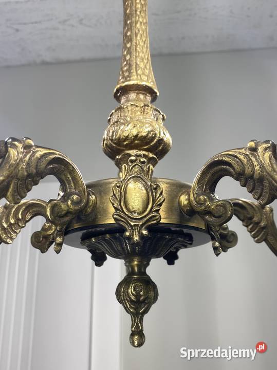 Francuski antyczny Żyrandol 19 mosiądz