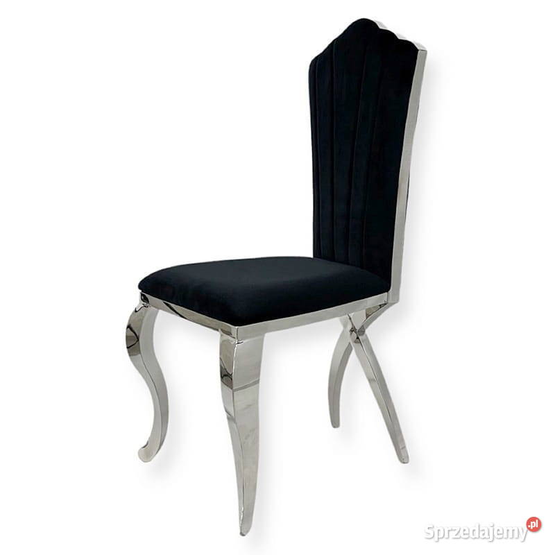 Krzesło glamour Lorenzo Black czarne tapicerowane do jadalni
