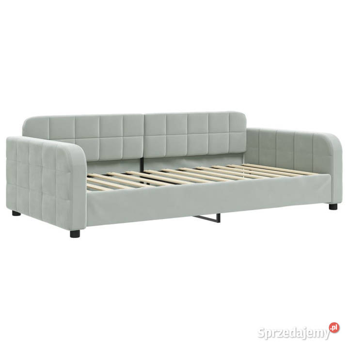 Sofa z materacem do spania jasnoszara aksamit Warszawa