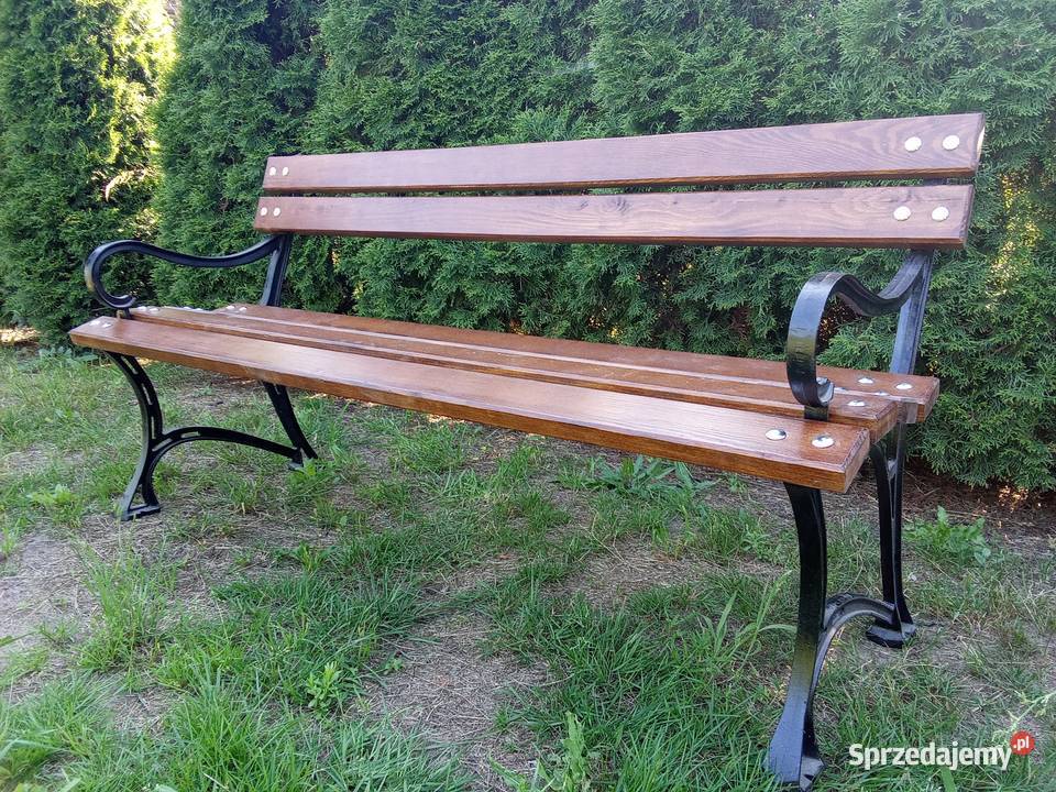Ławka ogrodowa drewniana żeliwna mocna Świdwin sprzedam