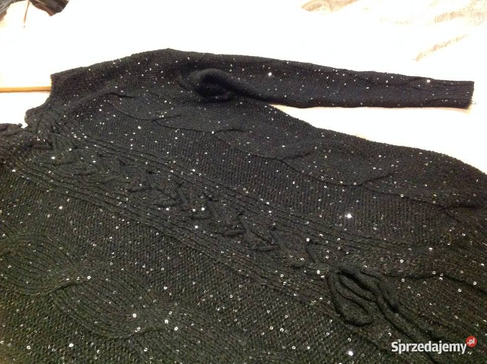 Czarny Sweter Damski rizm ML Moher Wiązany Swetry i golfy Nowa Sól