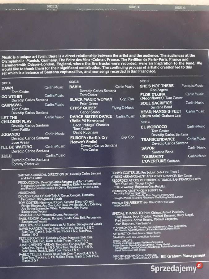 Grupa SANTANA Moonflower LIVE 2LP 1977 Limited Płyty i kasety Rzeszów