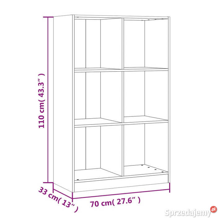Regał 70x33x110 lite drewno sosnowe WM836141 Warszawa