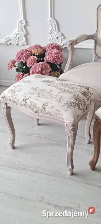 Stylowa pufa taboret fotel len Shabby Chic Szczecin