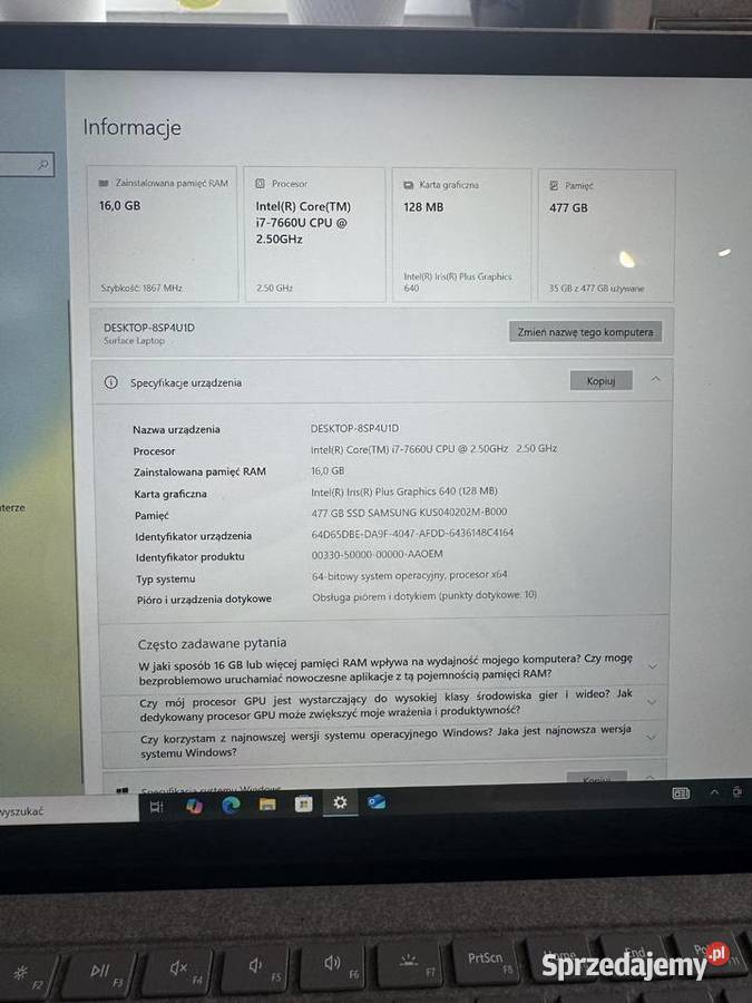 Laptop Microsoft Surface 1769 Jeleńska Huta