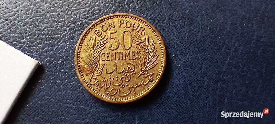Stare monety 50 cent 1945 Tunezja Lesko