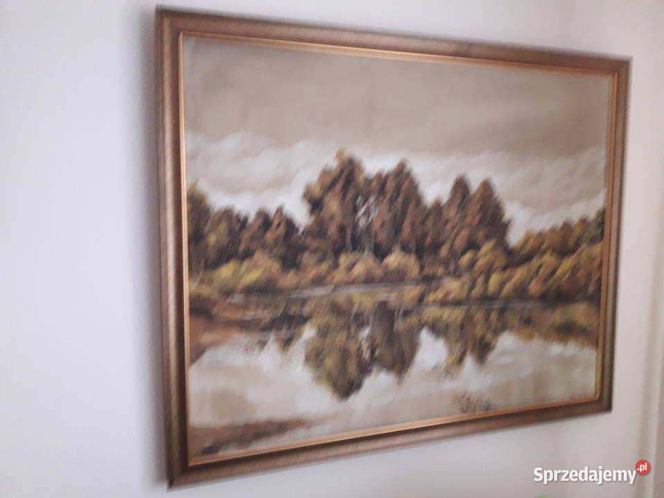 Stary Wielki obraz olejny malowany na płótnie Kielce