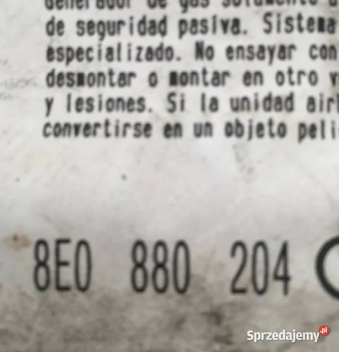 AIRBAG AUDI A4 B6 8E0880204 8E0880204A Działoszyce