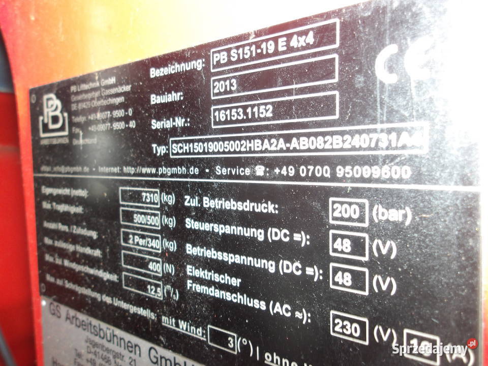 Podnośnik nożycowy zwyżka 15m PB Lifttechnik PB Pleszew