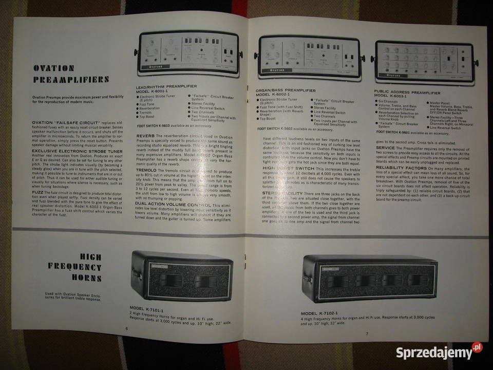 Ovation Amplifiers catalog manuals schematic Gitary i akcesoria Kępice