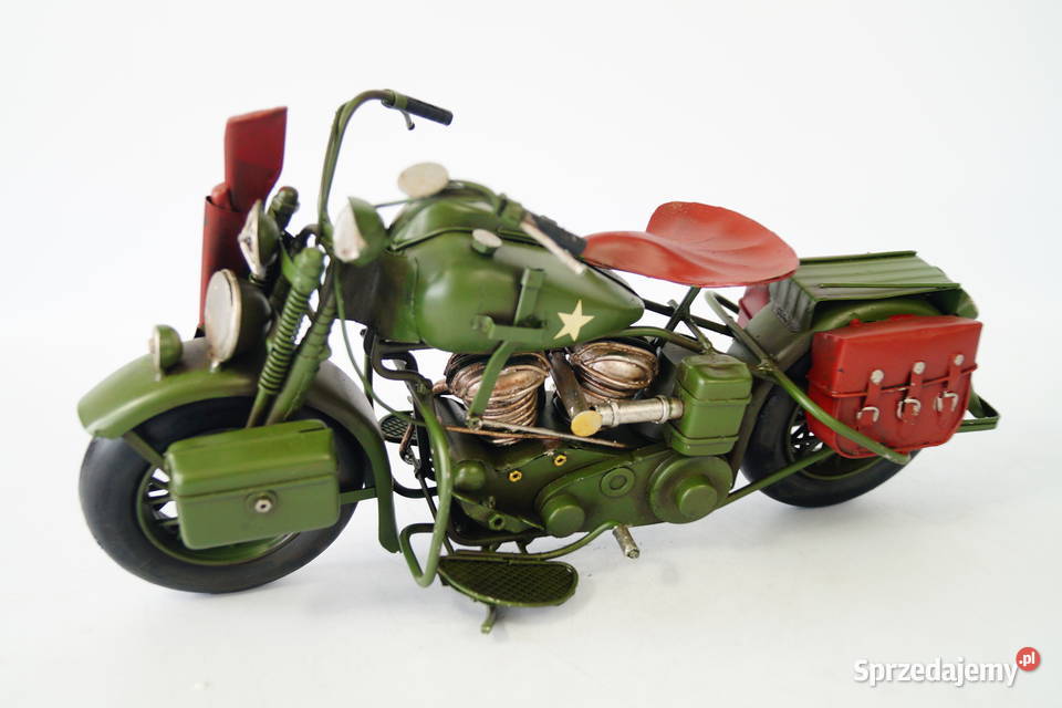 Motocykl wojskowy metalowy pojazd dekoracja Gizałki