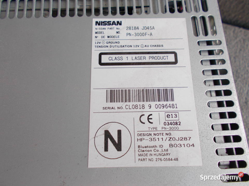 nissan QASHQAI radio 28184 JD45A bluetooth Zamość