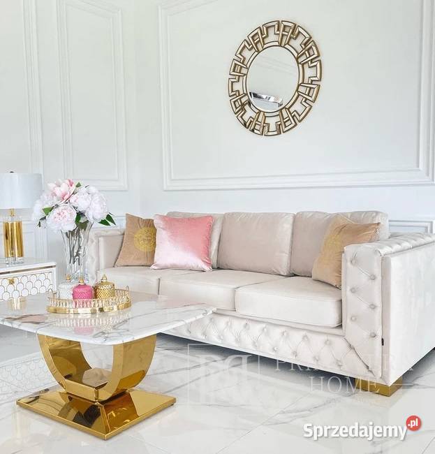 Sofa glamour nowojorska do salonu pikowana 220cm Sofy i kanapy Warszawa