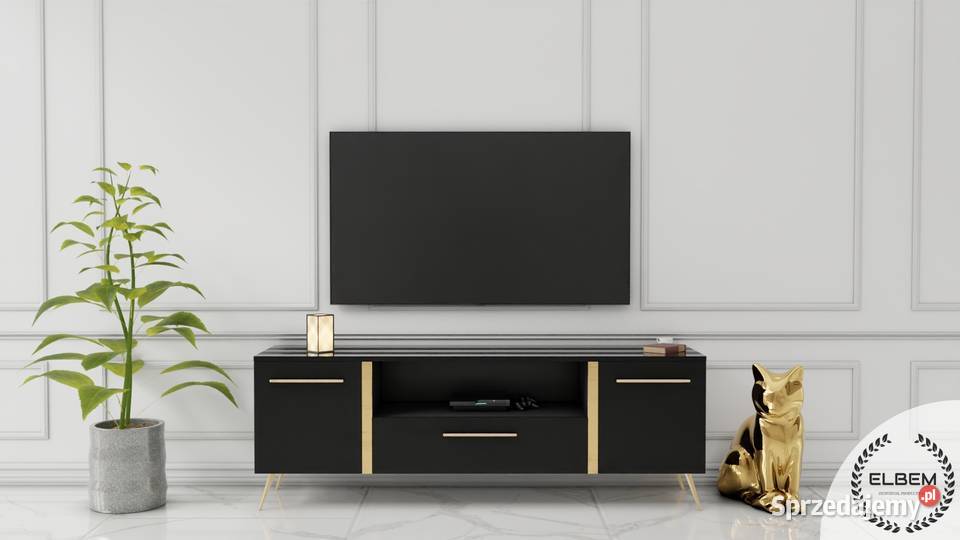 Lakierowana czarna szafka RTV Glamour Łódź