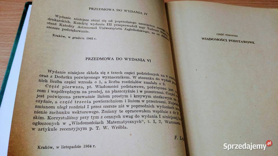 Geometria analityczna Franciszek Leja 1976 wyd 9 matematyka, statystyka Gdańsk sprzedam
