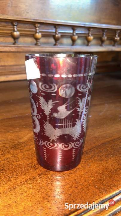 Rubinowy kielich Ręcznie szlifowany Bohemia Z Gdańsk