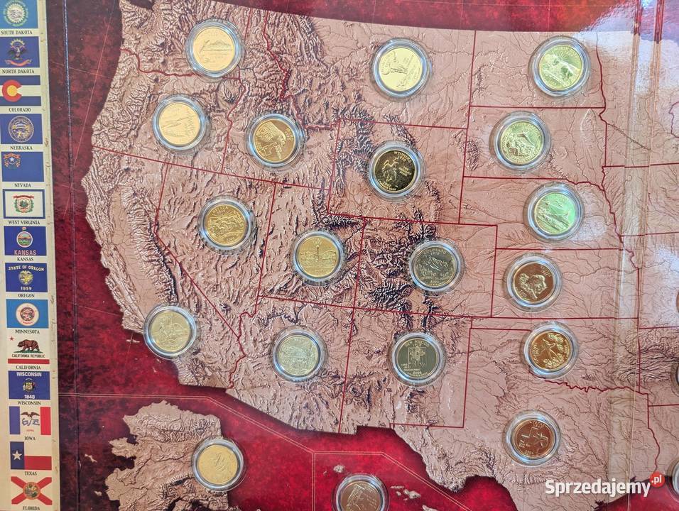 Komplet 50 State Quarters Uszlachetnione Numizmatyka Piła sprzedam