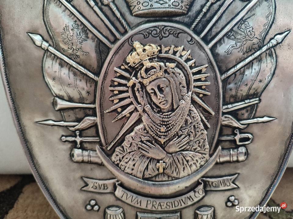 Piękny ryngraf z Matką boską Ostrobramską Malarstwo