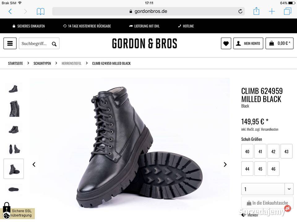 Kozaki Skórzane Męskie GORDON BROS 43 lubuskie Nowa Sól