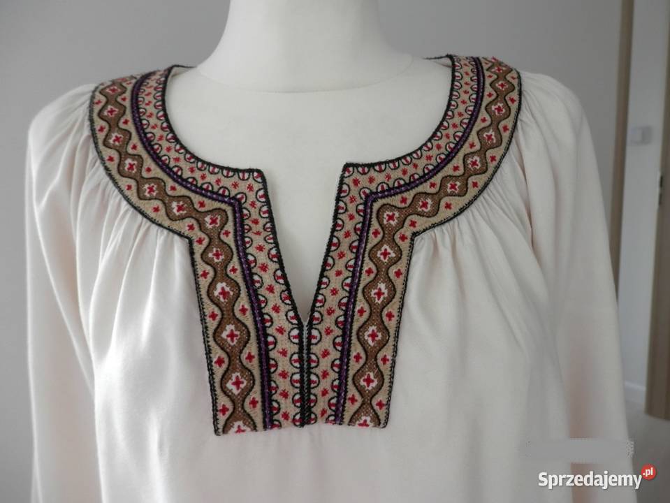 Bluzka Kremowa Obłędny Haft w stylu Etno Boho Bluzki i koszule