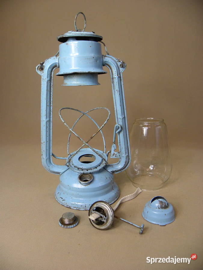Polska duża lampa naftowa Jupiter 2 niebieska Legnica