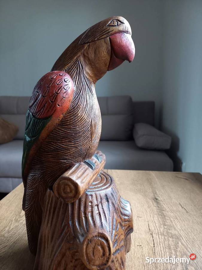 Papuga rzeźba z drewna