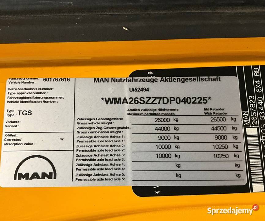 Hakowiec 6x4AN TGS Eur 7 596655km mazowieckie Warszawa