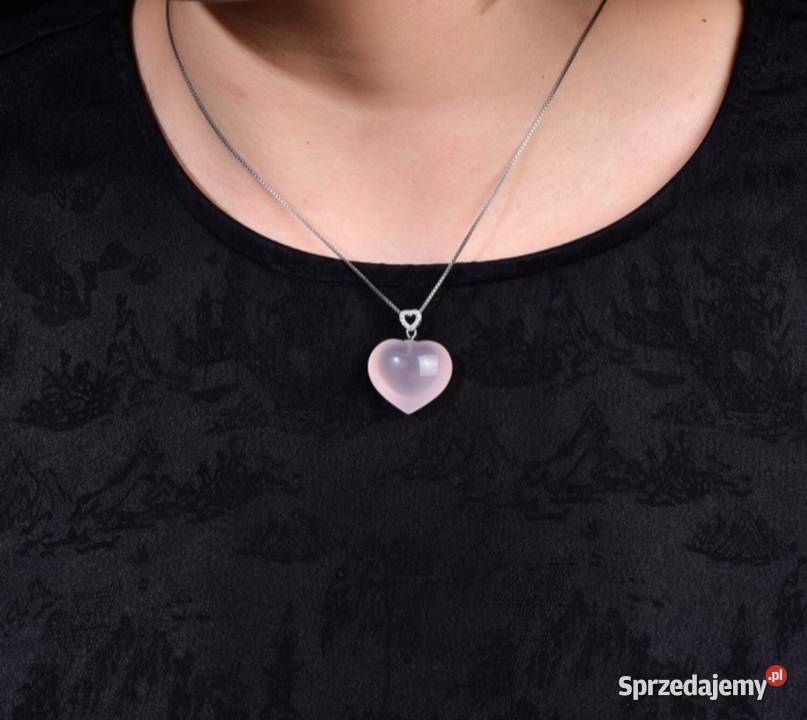 Naszyjnik serce srebro S925 z kwarcem różowym kujawsko-pomorskie Tuchola sprzedam
