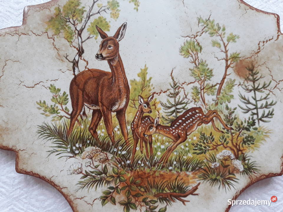 Plakietka kafel ceramiczna ozdoba sarenka sarny Ceramika i szkło Gdańsk
