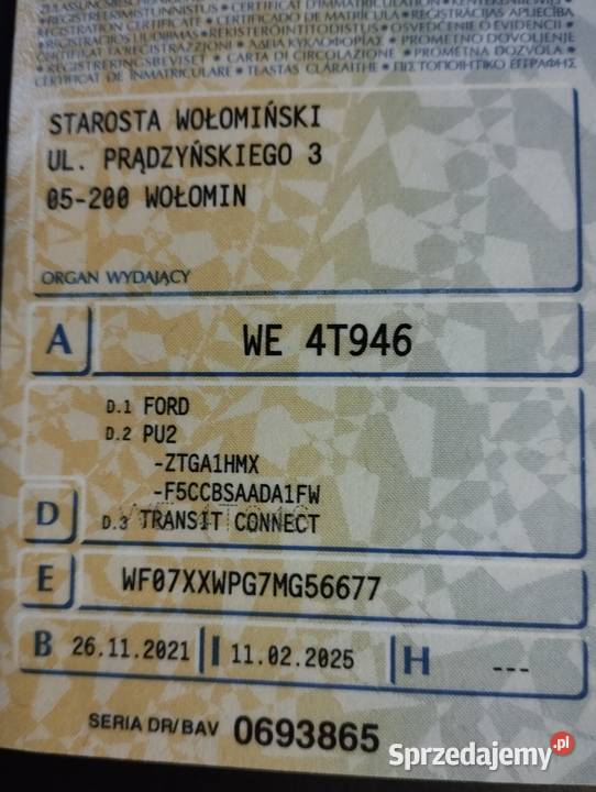 Ford transit connect brutto VAT 23 światła przeciwmgielne Warszawa