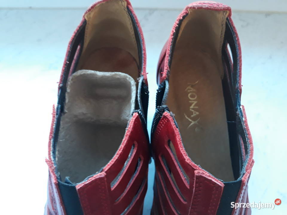 Eleganckie buty damskie MONAX czerwone skóra