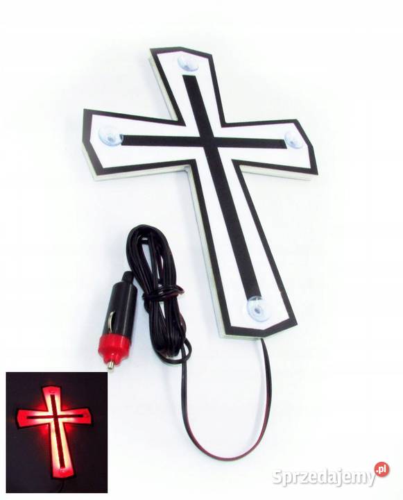 KRZYZ LED tablica czerwony tabliczka krucyfiks Pozostałe Kobierno