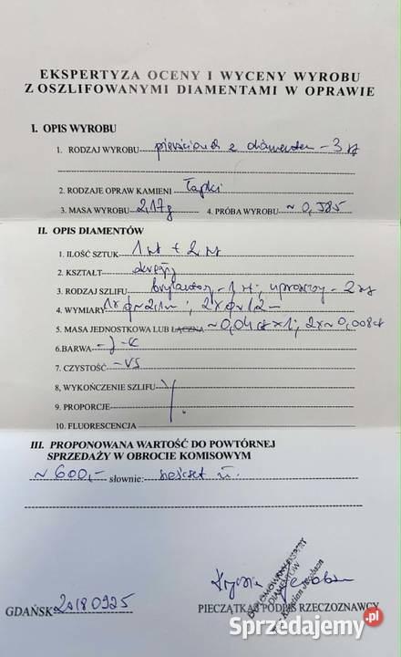 Złoty pierścionek pr 585 217g Rozmiar 11 Diament warmińsko-mazurskie Elbląg