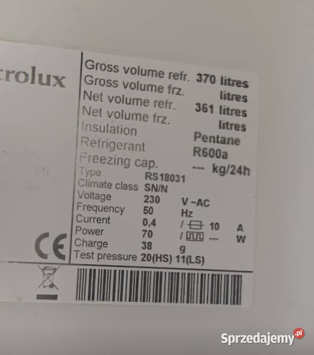 Lodówka Electrolux agd wiryna wolnostojące