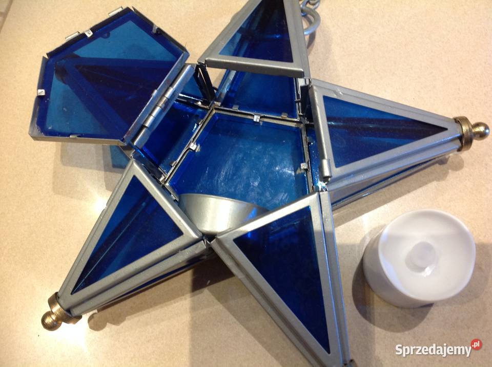 Latarnia Świecznik w Kształcie Gwiazdy niebieski Nowa Sól