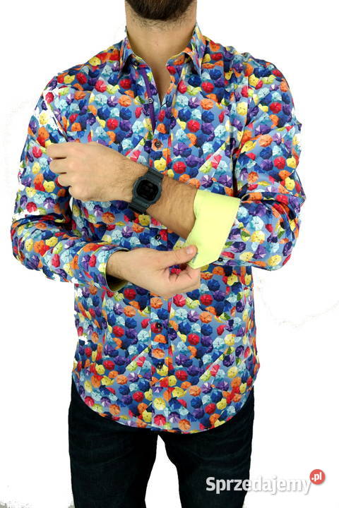 DANIEL BESSI Koszula Męska Fb073 Kolorowa Rozmiar L Ostrów Wielkopolski