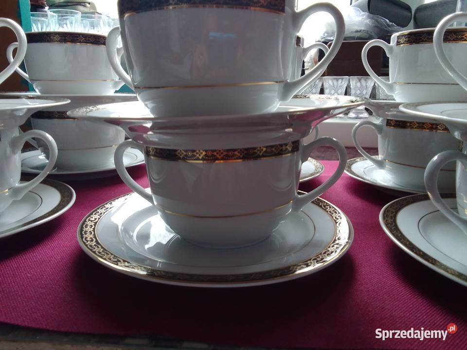 Bulionówkibarszczówki z talerzykami Porcelana 12 Łódź