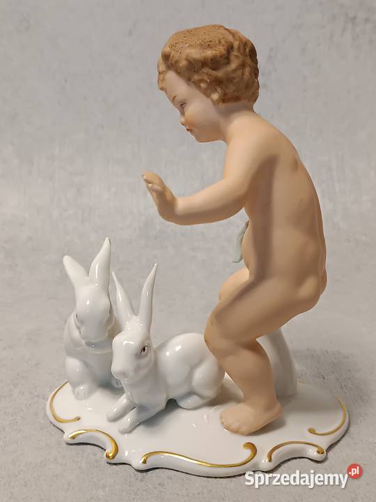 WALLENDORF Putto z z zajączkami Kolekcjonerska Porcelana i szkło Dobrzany