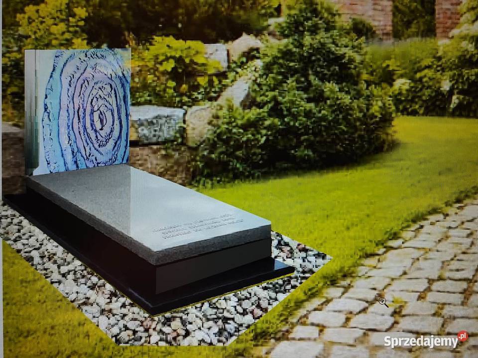 Nagrobek nowoczesny pomnik szkło kamień marmur