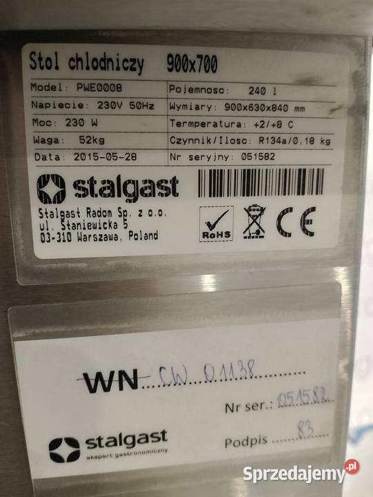 Stół chłodniczy 2drzwiowy sałatkowy z nadstawą Wrocław sprzedam