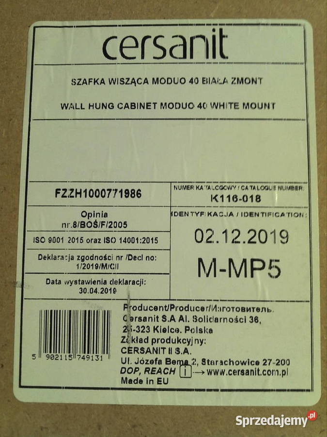 Szafka Wisząca K116018 MMP5 Cersanit 80x40x12 śląskie Knurów