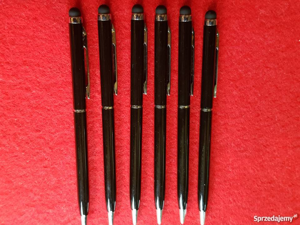 6 długopisy czarne ze srebrem cienkie Kielce