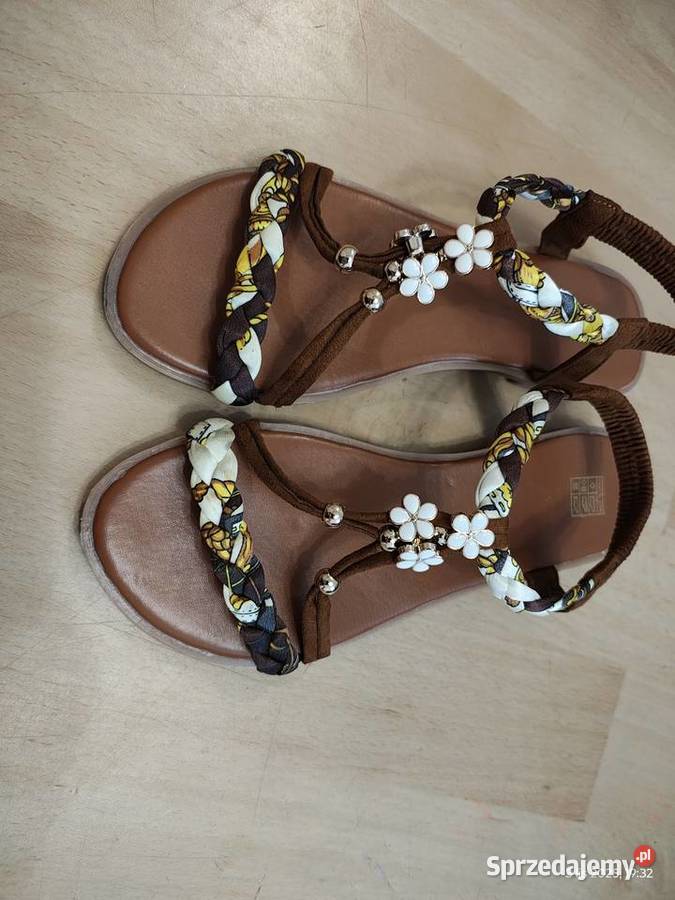 Sandały sandałki damski w stylu Boho z kwiatkami inna Szczecin