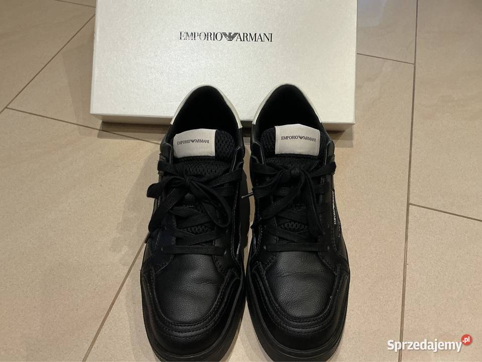 Sneakersy Skórzane Czarne Męskie Emporio Armani biały sprzedam
