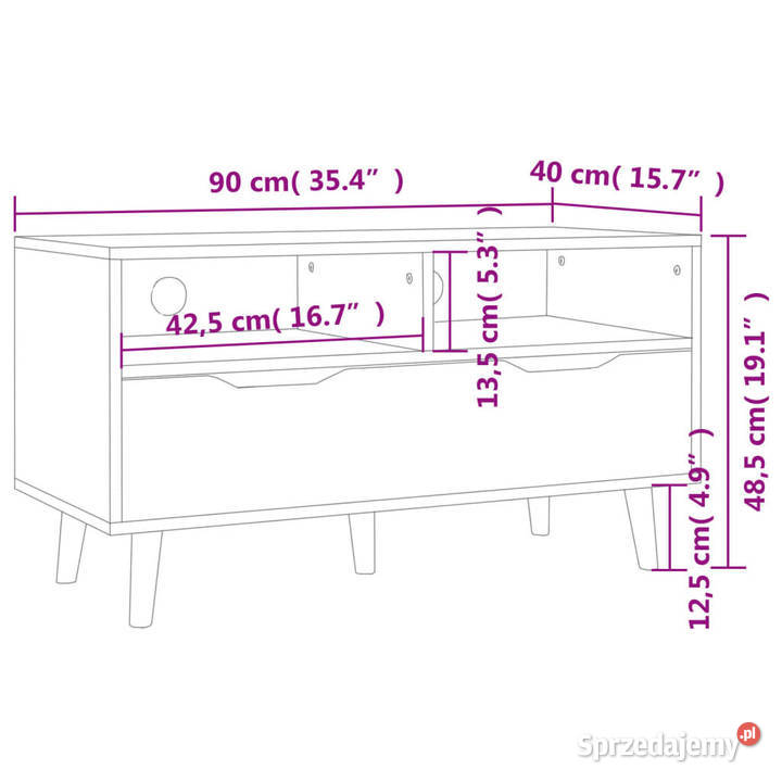 Szafka pod TV przydymiony dąb 90x40x485 WM326785 sprzedam