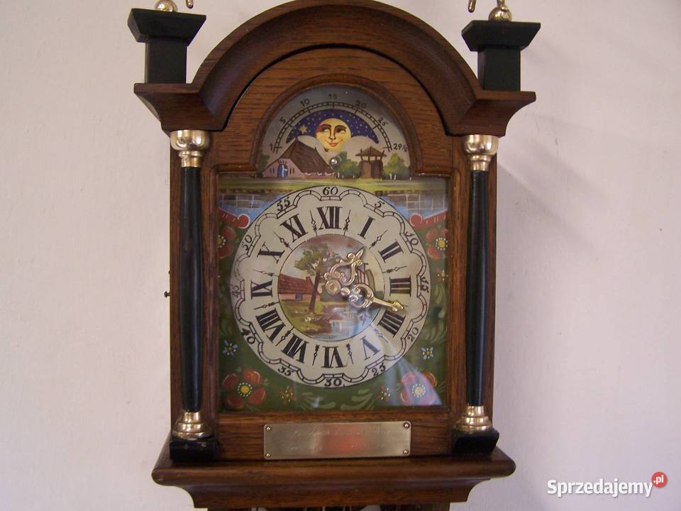 Zegar wiszący Hermle ręcznie malowany z wagami Koszalin
