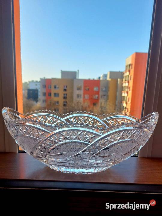 Piękna duża gondola kryształowa PRL Wrocław